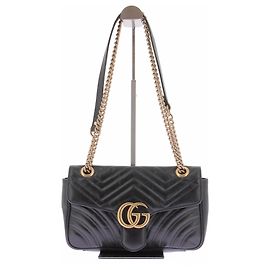 Gucci Schwarze Lederhandtasche Marmont Schwarz