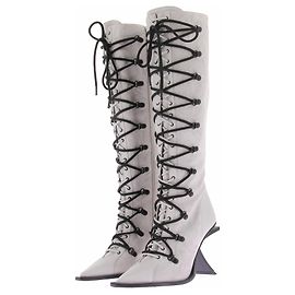 Autre Marque DAMAYA Schnürstiefel aus Leder Weiß Größe 38 Weiß