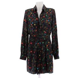 Saint Laurent Robe multicolore étoiles Noir