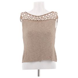 Escada Ärmelloses Top mit Perlen Beige
