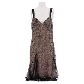 John Galliano Langes Spitzenkleid Schwarz