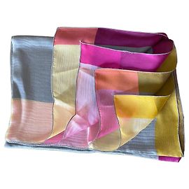 Autre Marque Sciarpa seta grigia bordo multicolore Multicolore Grigio