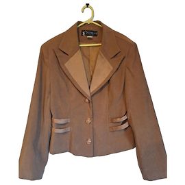 Yves Saint Laurent Brown Suede Cropped Blazer Brown