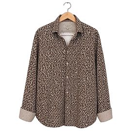 Ted Baker London Camisa de algodón estampada Castaño Blanco