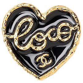 Broche en émail doré CC en forme de cœur Coco de Chanel Autre