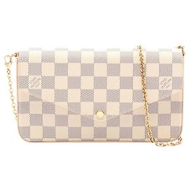 Pochette Felicie Damier Azur Branco Louis Vuitton Branco
