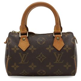 Louis Vuitton Monogram Mini Speedy Handbag Pouch Brown