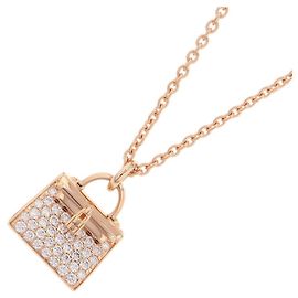 Collier Amulette Kelly Hermès en or rose 18K Doré
