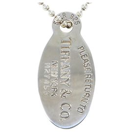 Tiffany & Co. Return to Oval Long Silver Necklace Silvery