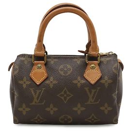 Louis Vuitton Monogram Mini Speedy Handbag Pouch Brown