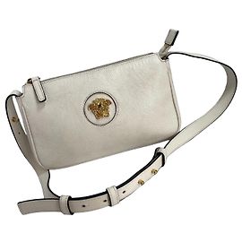 Bolsa de couro Versace Medusa - Creme Cru