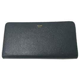 Céline Celine Bi-fold Leather Wallet Green Olive green