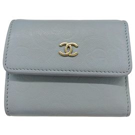Chanel Light Blue Tri-Fold Wallet Light blue