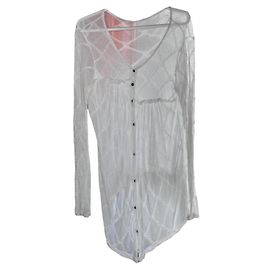 Y's White Textured Long Sleeve Button-Down Blouse White