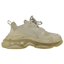 Baskets Balenciaga Triple S à semelle transparente en polyester blanc Blanc Écru