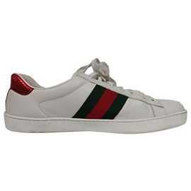 Baskets basses Gucci Ace Bee en cuir blanc Blanc
