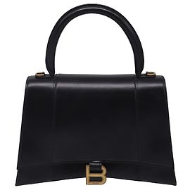 Bolsa Balenciaga Small Hourglass em couro de bezerro preto Preto