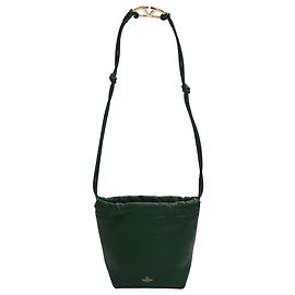 Bolsa de ombro mini VLogo Pouf da Valentino Garavani em couro verde Verde