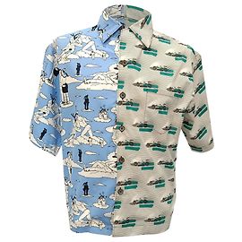 Chemise imprimée Prada Double Match en coton multicolore Multicolore