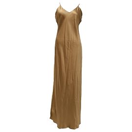 Vestido Maxi Slip com Decote em V Nili Lotan em Seda Marrom Marrom Vermelho