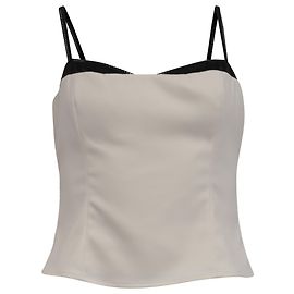 Reformation Melanie Top de Alça com Acabamento Contrastante em Poliéster Off-White Branco Cru