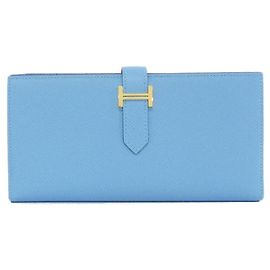 Hermès Hermes Bearn Souffle Epsom Long Wallet Blue