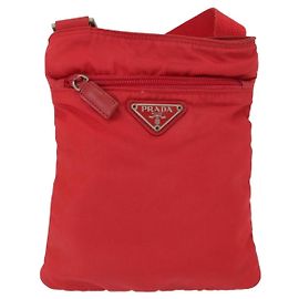Borsa Messenger Piatta Prada Tessuto Mini Rosso