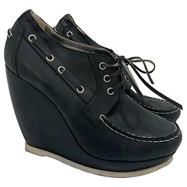 Balenciaga Scarpe Stringate Wedge in pelle nera Nero