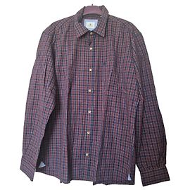 Autre Marque Serge Blanco Camicia a Quadri Blu e Rossa per Uomo - XL/42 Bianco Rosso Giallo Blu scuro