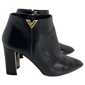 Botas de couro preto Louis Vuitton com salto Preto