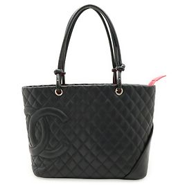 Große Schultertasche Chanel Cambon Line Coco Mark Schwarz Pink