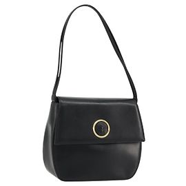 Bolsa de mão Gianni Versace em couro preto e dourado Auth BA12415A Preto Dourado