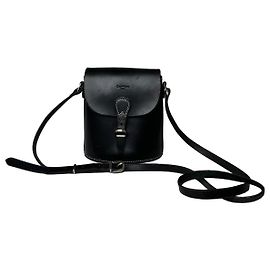 Bolsa transversal de couro vintage Courreges Paris, preta Preto