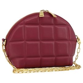 Bottega Veneta Bolsa de corrente meia-lua acolchoada em couro Bordeaux ouro Auth 177240A Dourado Bordeaux