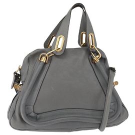 Chloé Sac à main Chloe Paraty en cuir 2 en 1 gris or Auth 179031A Marron Doré