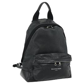 BALENCIAGA Backpack Leather Black Silver 409010 Auth bs34947 Black Silvery