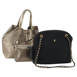Autre Marque Borsa a Spalla TIFFANY&Co. BALLY in Nylon e Pelle 2 Set Nero Oro Autentico 173297 Nero Altro