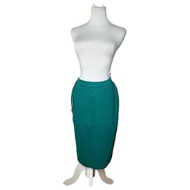Jupe crayon en laine vintage Yves Saint Laurent vert émeraude neuve avec étiquettes Vert