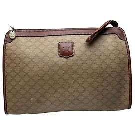 Céline Vintage Celine Macadam Canvas Clutch Bag Beige Beige