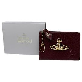 Cartera de cuero Saffiano Orb Vintage Vivienne Westwood Burdeos Roja