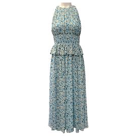 Vestido Adeline Estampado Idalia de Seda Azul Ulla Johnson Azul