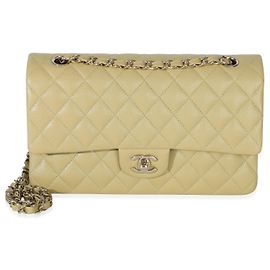 Bolsa de mão Chanel Olive em caviar matelado médio clássico com flap duplo Verde