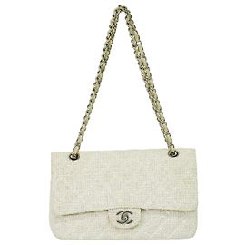 Chanel Timeless - Classic Double Flap Bag Quilted Tweed Medium White