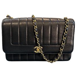 1991 Mademoiselle Chanel Midnight Blue Shoulder Bag in quilted lambskin, medium size Other