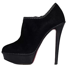 Christian Louboutin Black Suede Ankle Boots Stiletto Heel sz.37.5 pre-owned Other