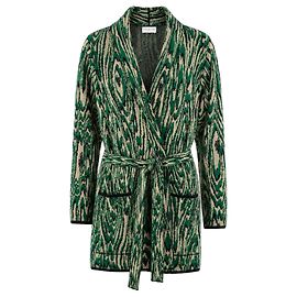 Dries Van Noten Jacquard Strickcardigan in Grün Schwarz Grün Dunkelgrün