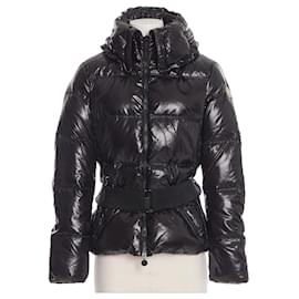 Moncler Shiny Black Belted Puffer Jacket Black