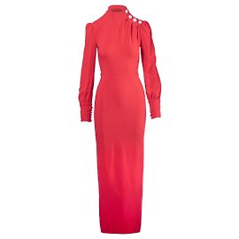 Autre Marque Maxikleid in Korallenrot mit verzierten Schultern von Alessandra Rich Rot Andere