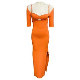 Altuzarra Orange Mareen Rippstrick Midi-Kleid Orange
