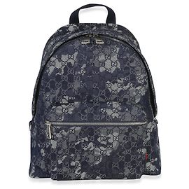 Gucci Navy Jacquard Denim GG Monogram Backpack Blue